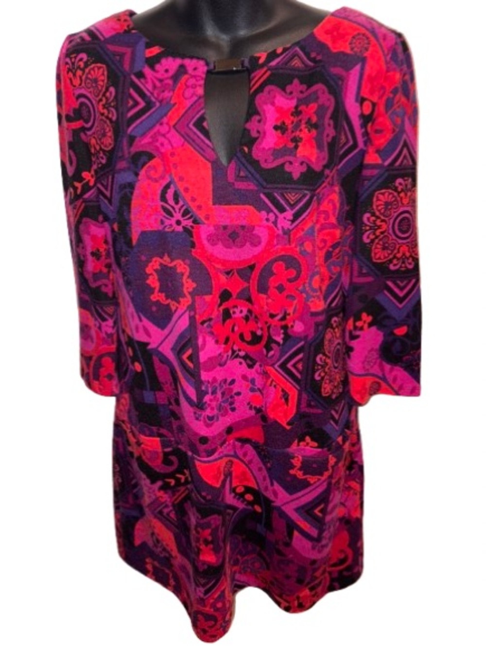 Jax Purple abstract Crewneck Knit dress size 10